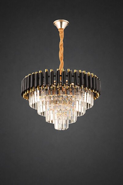 AY AVİZE PALMİRA GOLD 60 LIK PRİZMA KESİM KRİSTAL TAŞLI LÜKS SALON AVİZESİ