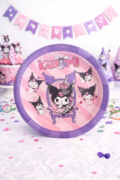 Happyewent 8’li Kuromi Temalı Parti Tabağı – Pembe Mor Lisanslı Karakterli Do...