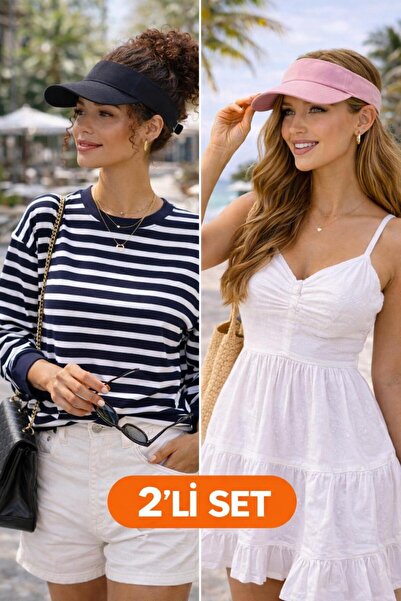 Wearflawless Σετ 2 γυναικείων καπέλων με γείσο, καλοκαιρινό καπέλο με ανοιχτό...