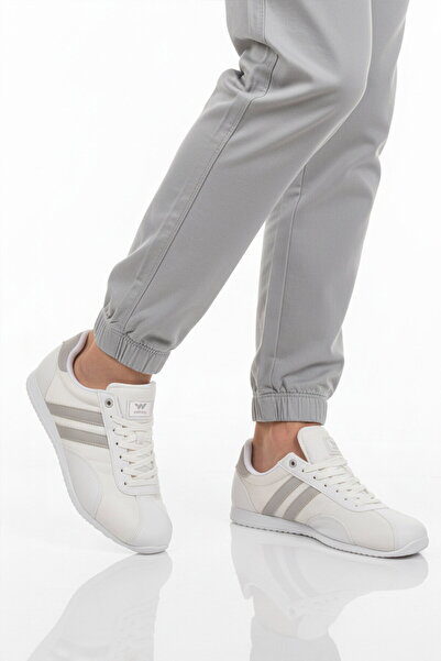 WALKWAY Pantofi sport albi argintii cu șireturi, ușori, pentru bărbați 2001 T...