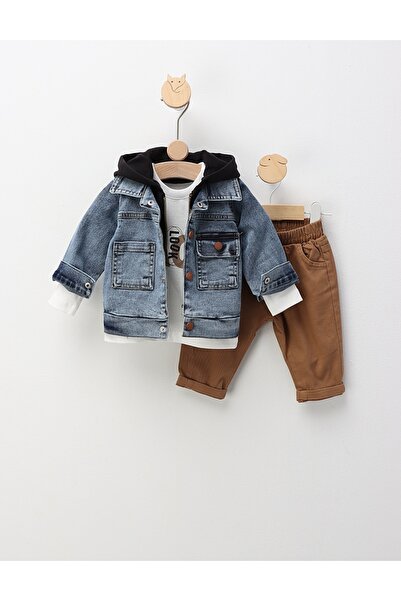 MiniKids Σετ τζιν 3 τεμαχίων, Paul μαύρο-καφέ