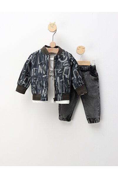 MiniKids Σκέψου θετικά, μπλε κοστούμι τριών τεμαχίων