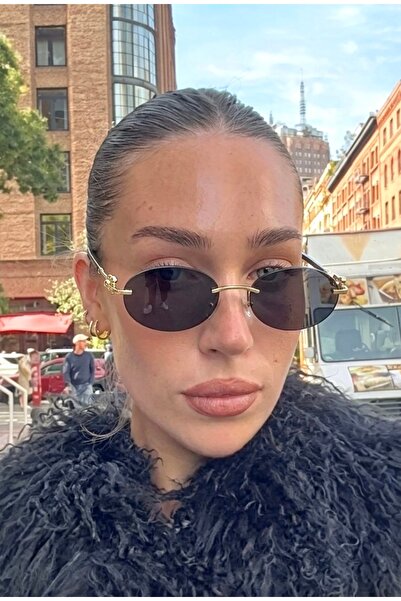 REN EYEWEAR Derla Metal Oval Women's Sunglasses Black Cut Glass |   Gold Deta...