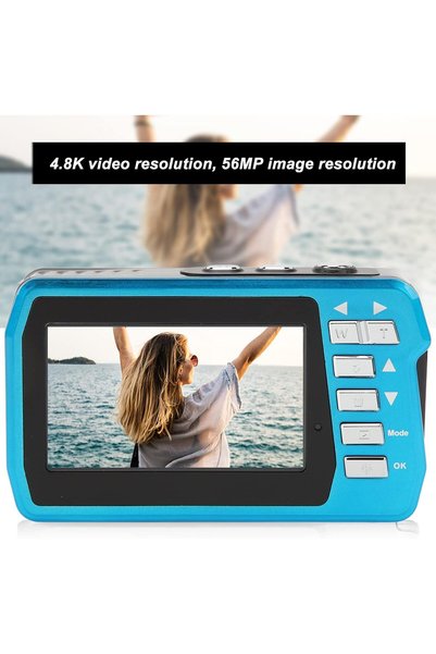 Generic Waterproof Digital Camera Underwater Cameras, 4K30FPS 56MP HD Video Recorder, Dual Screens, 10FT