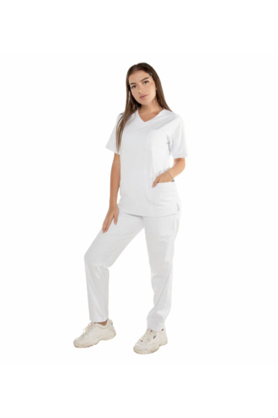 Ridaey زي طبي سكراب ردائي أبيض نسائي