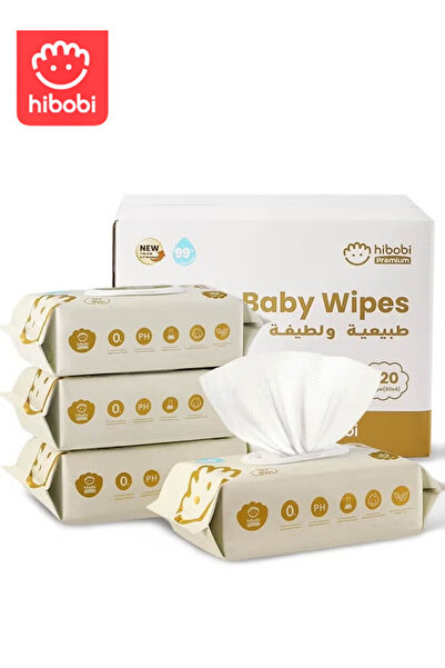 hibobi مناديل مبللة فاخرة للأطفال ذوي البشرة الحساسة، 4 عبوات قابلة للفتح، 80...