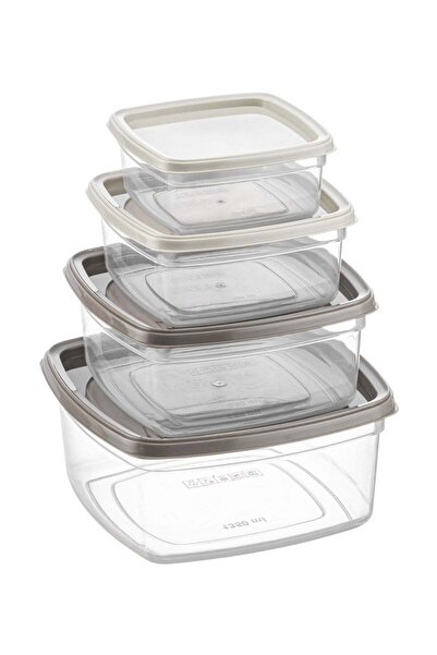 Soft Chef Grey-Beige Unisex 4-Compartment Easy Rectangular Storage Container ...