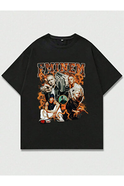 MAGORS تي شيرت إيمينيم مطبوع للجنسين بقصة كبيرة الحجم مصنوع من القطن بنسبة 10...