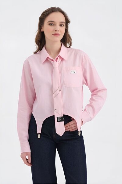 tw3 Γυναικείο πουκάμισο με λεπτομέρεια κορδόνι και ειδικό σχέδιο