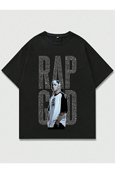 MAGORS تي شيرت إيمينيم مطبوع للجنسين بقصة كبيرة الحجم مصنوع من القطن بنسبة 10...