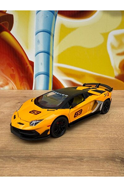 scntoys لامبورغيني أفينتادور إس في جيه نموذج سيارة مصبوبة باللون الأصفر مع أض...
