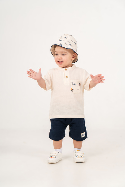 JNF kids Baby Boy Summer Muslin Set with Hat as a Gift
