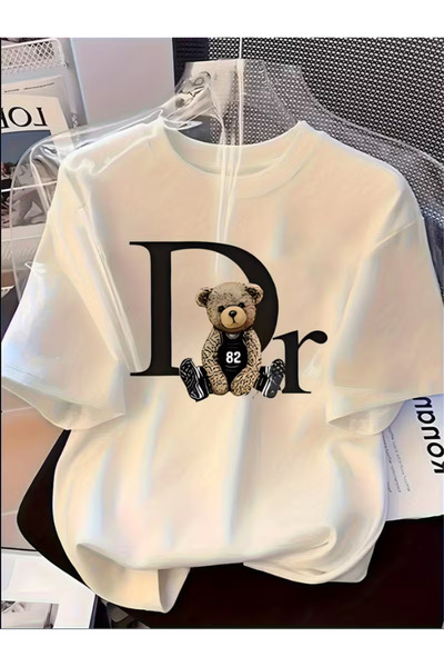 LİNA06 Women's Fashion Bottom Plate Printed T-shirt, Soft, Versatile, Short S...