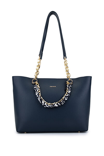 Tamer Tanca Women's Faux Leather Navy Blue Shoulder Bag