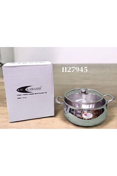 Kawashi Triply Handi 4Ltr with Glass Lid | Stainless Steel Cooking Pot | Even...
