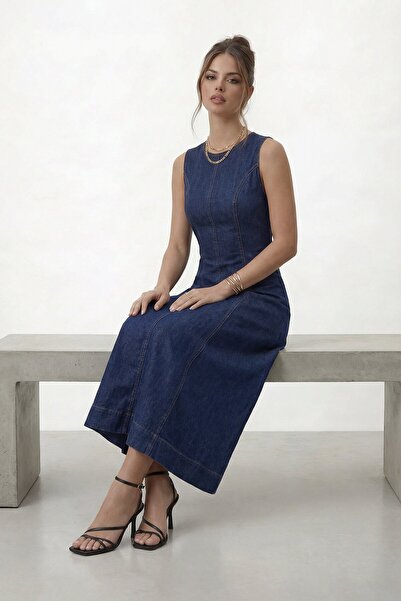 VAGGON Джинсова сукня міді-силуету без рукавів