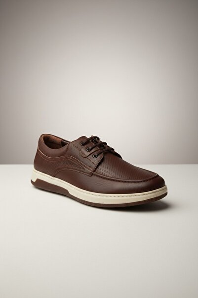 Modayak Ata Brown Poly Sole M190 Genuine Leather Lace-Up Daily Men's Shoes