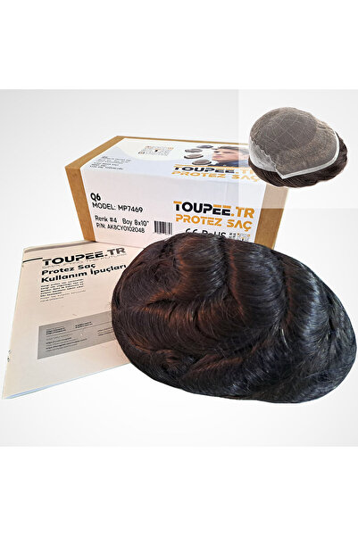 TOUPEE .tr MP7469 Q6 Erkekler İçin Protez Saç, %130 Yoğunluklu Remy İnsan Saçı