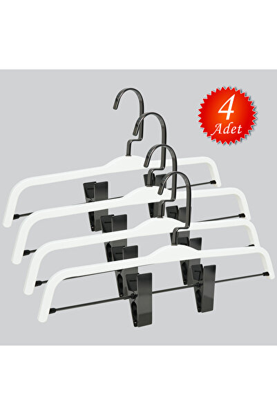 NYN Wooden Hangers with Hooks (Black Nickel Hooks) for Pants, 4 Pieces