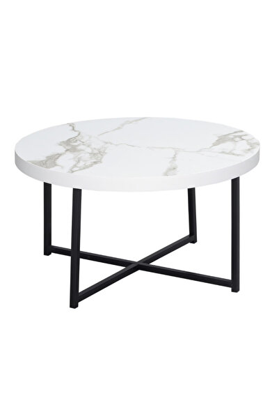 BASE Round MDF/Metal Coffee Table 80x45 cm White