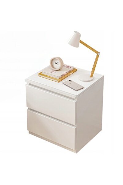 BADU Noptieră pentru dormitor, albă, 41 x 32 x 30 cm, BADU, 2 sertare