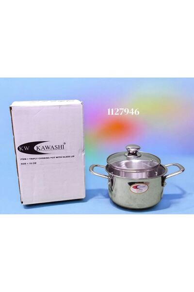 Kawashi TRIPLY COOKING POT W GLASS LID 16CM