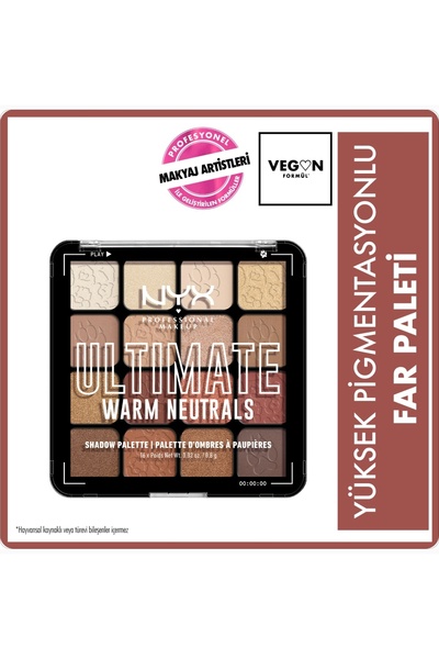 NYX Professional Makeup Göz Farı Paleti - Ultimate Shadow Pallette Warm Neutrals