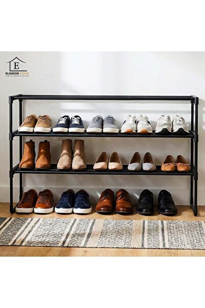 Elindor ® Shoe Organizer with 3 Large Shelves, No Drilling Required, Metal, 3...