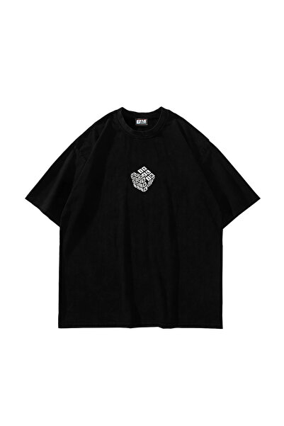 Sekizbiraltı Serserilik Printed Oversize Unisex Black Tshirt