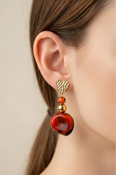 PETEK AKSESUAR Acrylic Design Handmade Heart Earrings