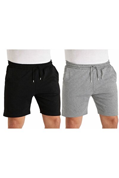 LOSMARY Two Pieces Black Gray Comfortable Shorts