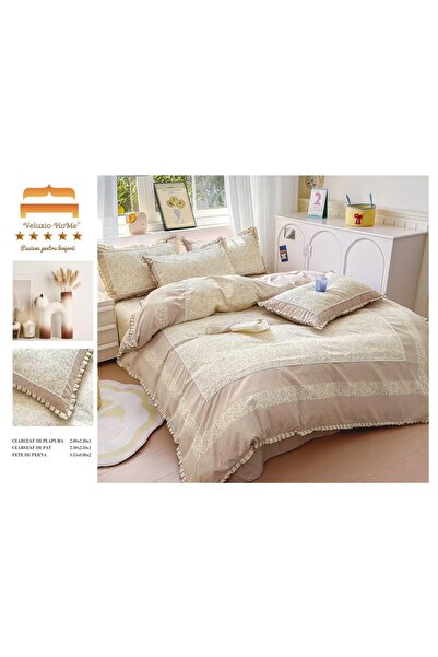 Veluxio Home Finet 4-piece bed linen with ruffles, elegant pattern