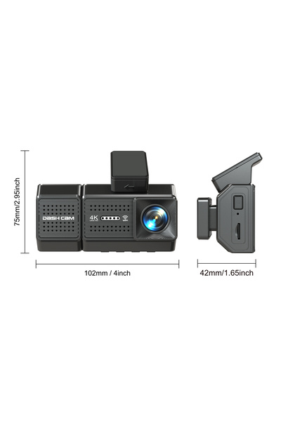 TrkTech A6703P 4K 2160P Ön Kamera + 1080P İç Kamera + 1080P Arka Kamera 2,4 inç IPS Ekranlı Araç İçi Kamera