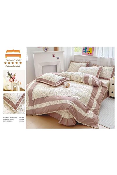 Veluxio Home Finet 4-piece bed linen with ruffles, elegant pattern