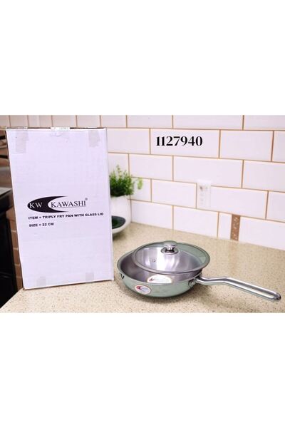 Kawashi TRIPLY FRYPAN W GLASS LID T TYPE 22CM