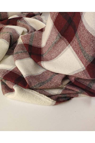Kumaş Parça Καρό υφαντό ύφασμα σε χρώματα μπορντό, εκρού και γκρι. Πλάτος: 15...