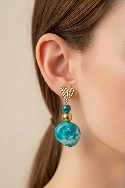 PETEK AKSESUAR Acrylic Design Handmade Heart Earrings