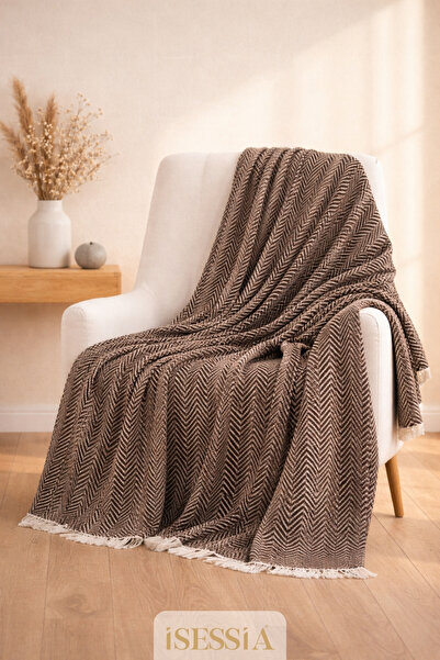 Isessia Miora Zigzak Patterned Bohemian Sofa Cover | Single & Three-Seat Sofa...