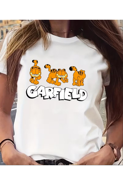 LİNA06 Designed in a Cartoon Style, Full of Fun. Fashionable Round Neck Short...