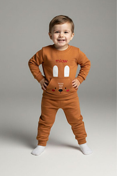 TOFİSA Set pentru băieți cu buzunare tip cangur - 28191-TABA