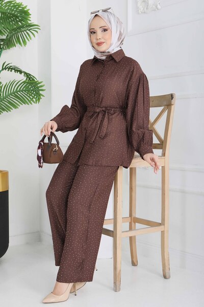 TOFİSA Σετ δύο τεμαχίων με λεπτομέρεια από πέτρα - 28219-ΚΑΦΕ