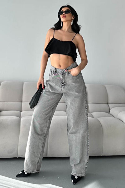 TOFİSA Baggy Denim Pants Smoked - 28280-Fume