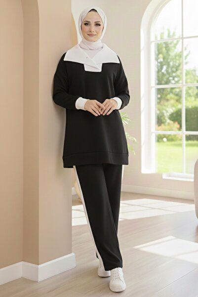 TOFİSA Σετ δύο τεμαχίων Garni Detailed Modal Μαύρο - 1024-BLACK