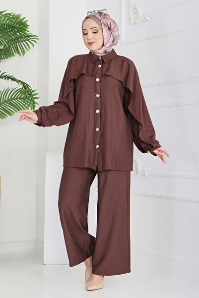 TOFİSA Set dublu cu pelerină cu nasturi, maro - 28216-BARVOARE