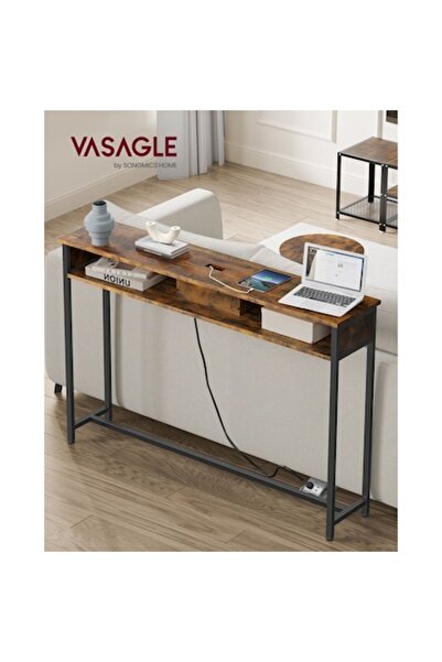 VASAGLE Consolă P81, Maro, 120x25x81 cm