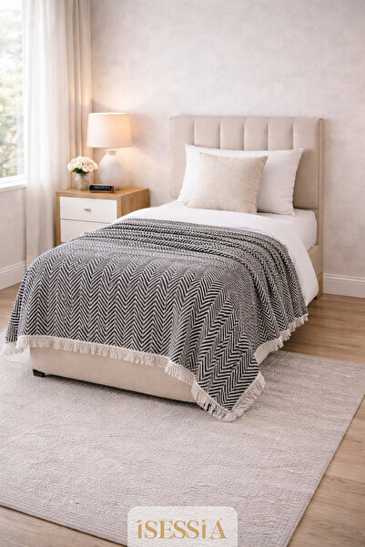 Isessia Miora Zigzak Patterned Single Bohemian Bedspread |   155 X 200 cm