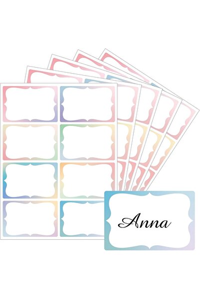 Arabest 200-Piece Gradient Color Name Tag Stickers for Clothes, School, Offic...