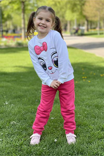 TOFİSA Παιδικό σετ πιτζάμες για κορίτσια με φούξια στάμπα και δύο κλωστές - 2...