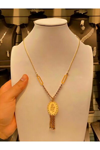 SAMGE Elegant Gold-Tone Oval Floral Tassel Necklace – Women’s Modern Arabian ...