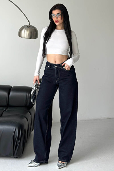 TOFİSA Παντελόνι Παλάτσο με φαρδιά μπατζάκια Σκούρο Ναυτικό Μπλε - 28279-ΣΚΟΥ...